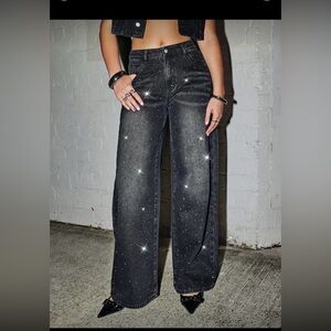 Women's Black Embellished Jeans